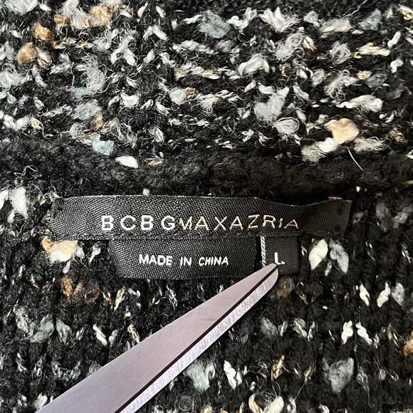 BCBGMaxAzria Womens Boucle Alpaca Mohair Blend Duster Cardigan Size L Black Y2K - Picture 6 of 8